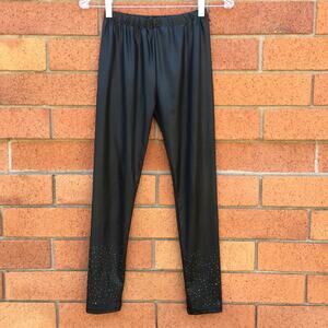 MILK Black Studded Crop Leggings Faux Leather XS
